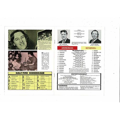 1975 Airdrie v Motherwell Scottish Cup Semi Final Football Programme