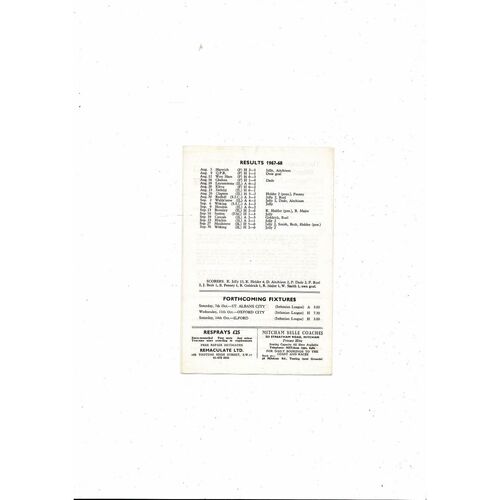 Tooting & Mitcham v The Army Friendly Football Programme 1966/67