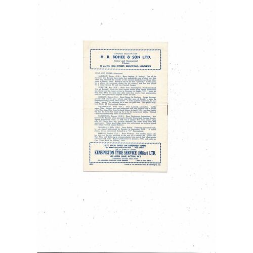1960/61 Brentford v Burnley League Cup Football Programme