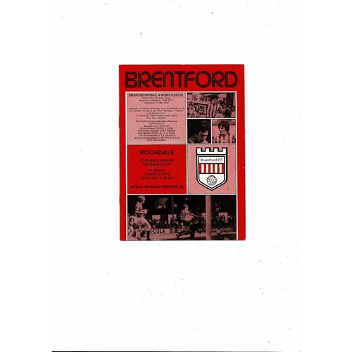 1977/78 Brentford v Rochdale Football Programme