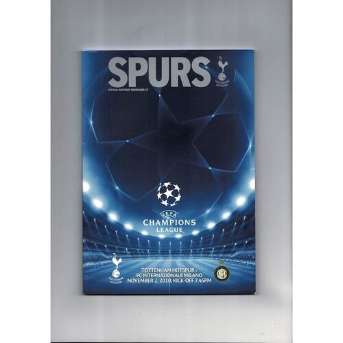 Tottenham Hotspur v FC Internazionale Milano Champions League Football Programme 2010/11