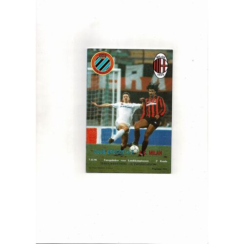 Club Brugge v AC Milan European Cup Football Programme 1990/91