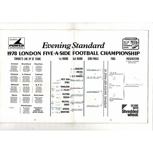 1977 London Five a side Football Programme