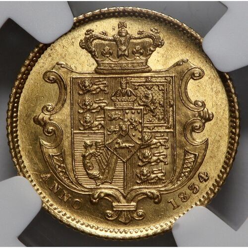 Extremely rare small size 1834 King William 111 gold half sovereign