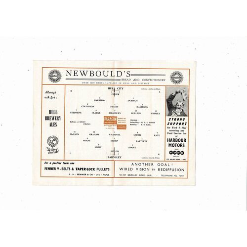 1957/58 Hull City v Barnsley FA Cup Football Programme