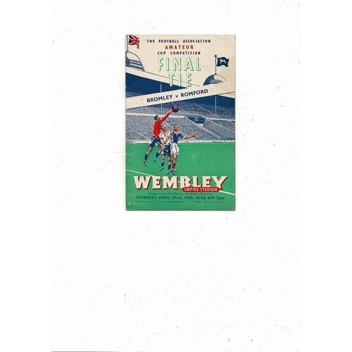1949 Bromley v Romford Amateur Cup Final Football Programme