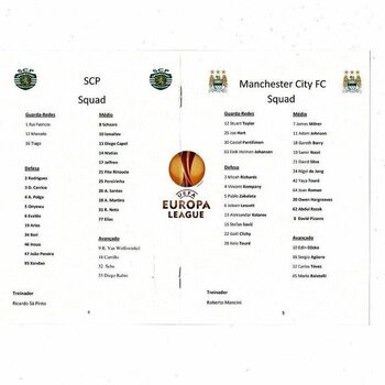 Sporting Clube De Portugal v Manchester City Unofficial Europa League Football Programme 2011/12