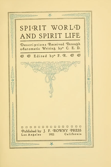 1922 | Spirit World and Spirit Life
