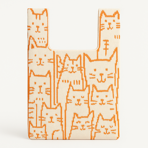 Dense Cat Layout Knit Bag