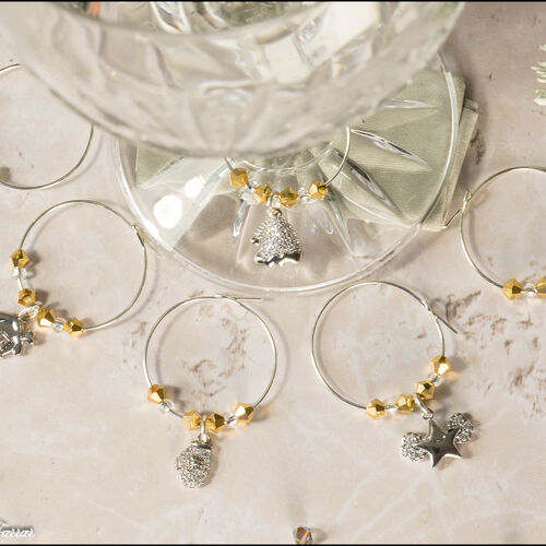 Platinum Plated Christmas Wine Glass Charms