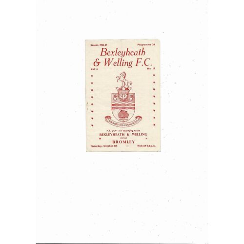 1956/57 Bexleyheath & Welling v Bromley FA Cup Football Programme