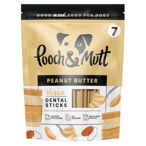 Pooch & Mutt Vegan Dental Sticks - Peanut Butter 7 Pack - 251g