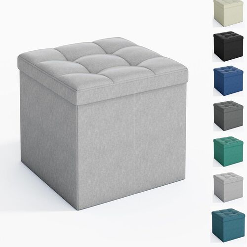 mcc direct Foldable Storage Ottoman, Small Footrest Cube, Storage Bench with Lid, 1 Storage Box for Bedroom & Living Room, 36 cm