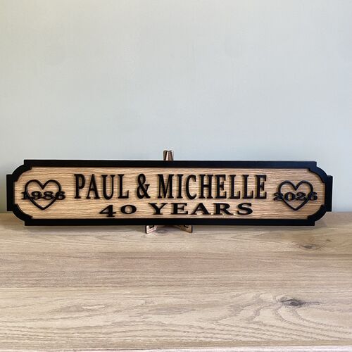 Personalised Mr & Mrs Anniversary Sign | Custom 3D Name Plaque