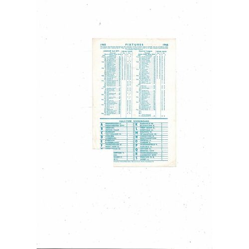 Manchester City v Manchester United Central League Football Programme 1965/66