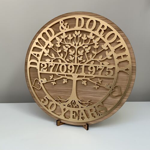 Personalised Tree of Life Anniversary Plaque – Custom Names & Date