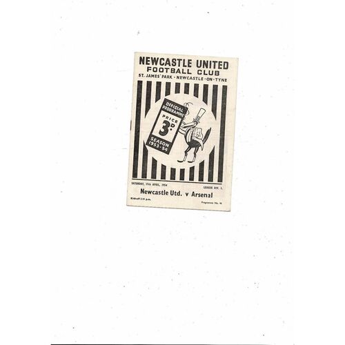 1955/56 Newcastle United v Arsenal Football Programme