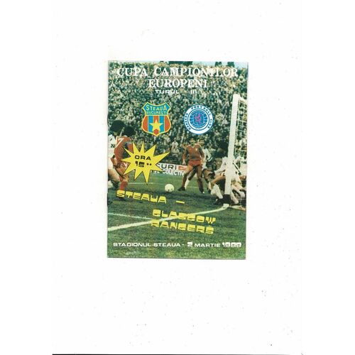 FC Steaua Buchurest v Glasgow Rangers European Cup Football Programme 1987/88