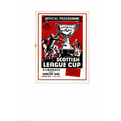1960/61  Kilmarnock v Hamilton Scottish League Cup Semi Final Football Programme