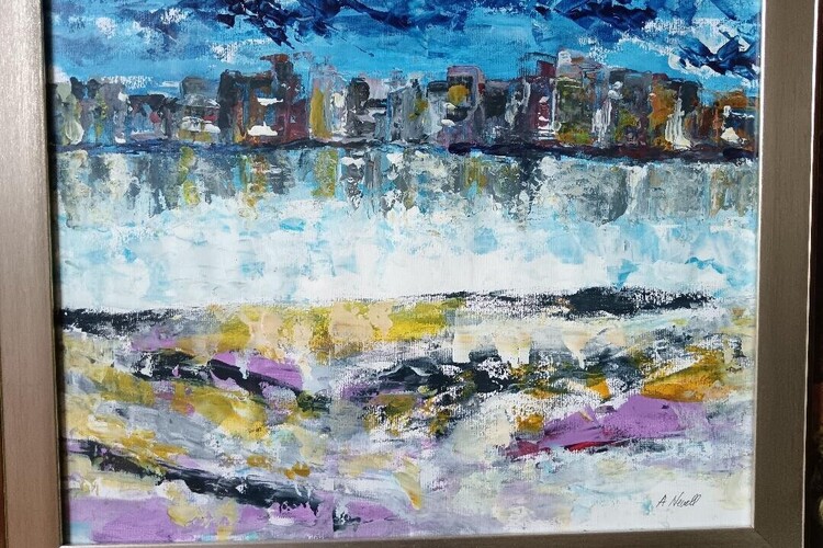 ANITA ART  | Buy Sussex Seascape Acrylic Art | Semi Abstract Paintings Birling Gap | London Buyers South Coast Artwork