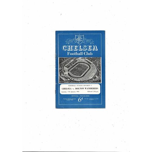 1952/53 Chelsea v Bolton Wanderers Football Programme