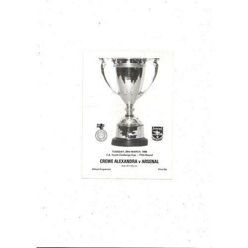 Crewe Alexandra v Arsenal FA Youth Cup Football Programme 1987/88