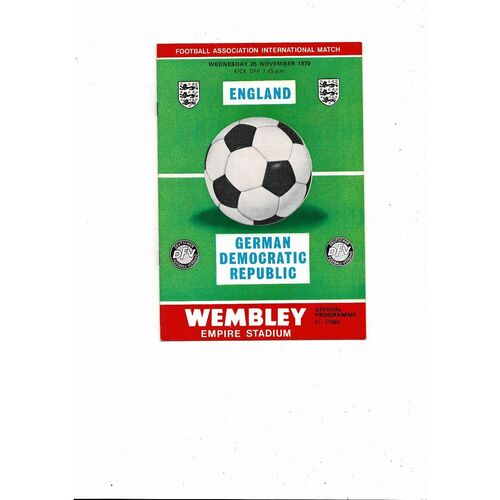1970 England v GDR Football Programme
