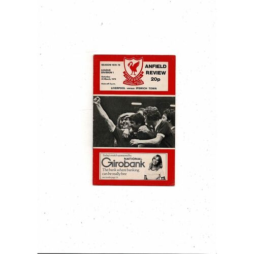 1978/79 Liverpool v Ipswich Town Football Programme