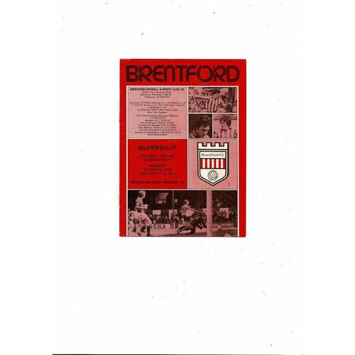 1977/78 Brentford v Aldershot Football Programme