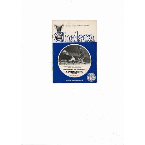 Chelsea v Atvidaberg European Cup Winners Cup Football Programme 1971/72