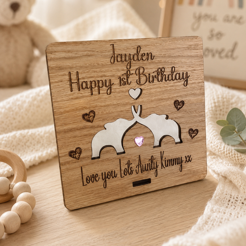Wooden 1st birthday Card