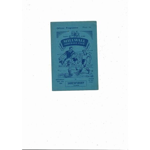 1955/56 Millwall v Shrewsbury Town Football Programme