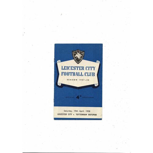 1957/58 Leicester City v Tottenham Hotspur Football Programme