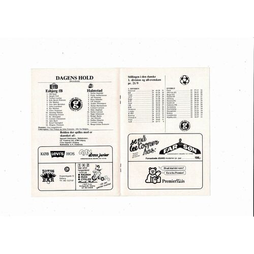 Esbjerg v Halmstads BK European Cup Football Programme 1980/81