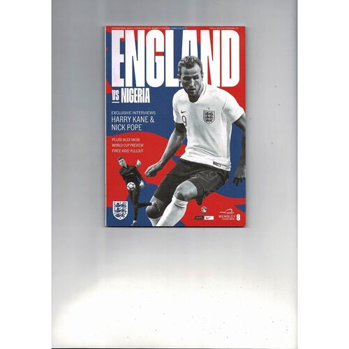 2018 England v Nigeria Football Programme + Insert & Press Cuttings