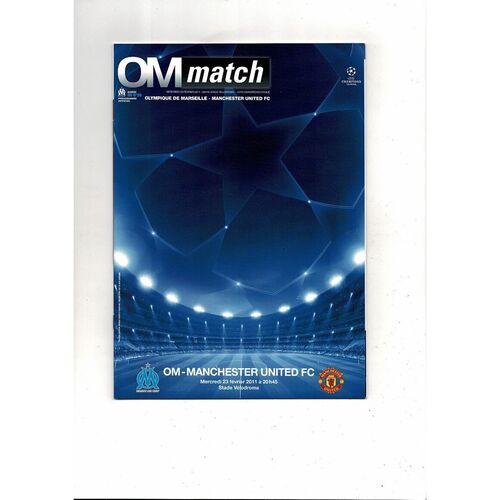 Olympique Marseille v Manchester United Champions League Football Programme 2010/11
