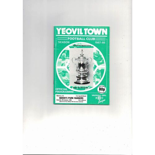 Yeovil Town v Queens Park Rangers FA Cup Football Programme 1987/88