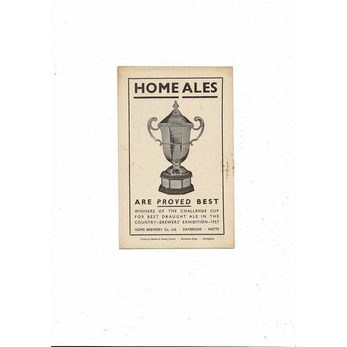 1959/60 Notts County v Crewe Alexandra Football Programme