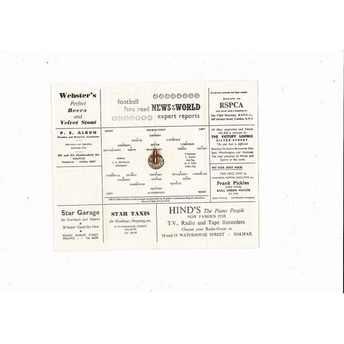 1957/58 Halifax Town v Accrington Stanley Football Programme