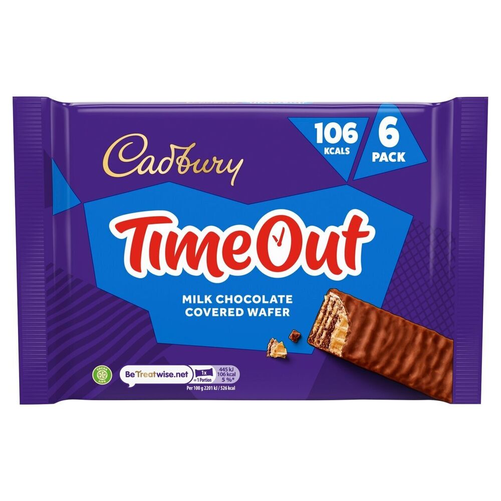 Cadbury Time Out Milk Chocolate Wafer Biscuits 6pk