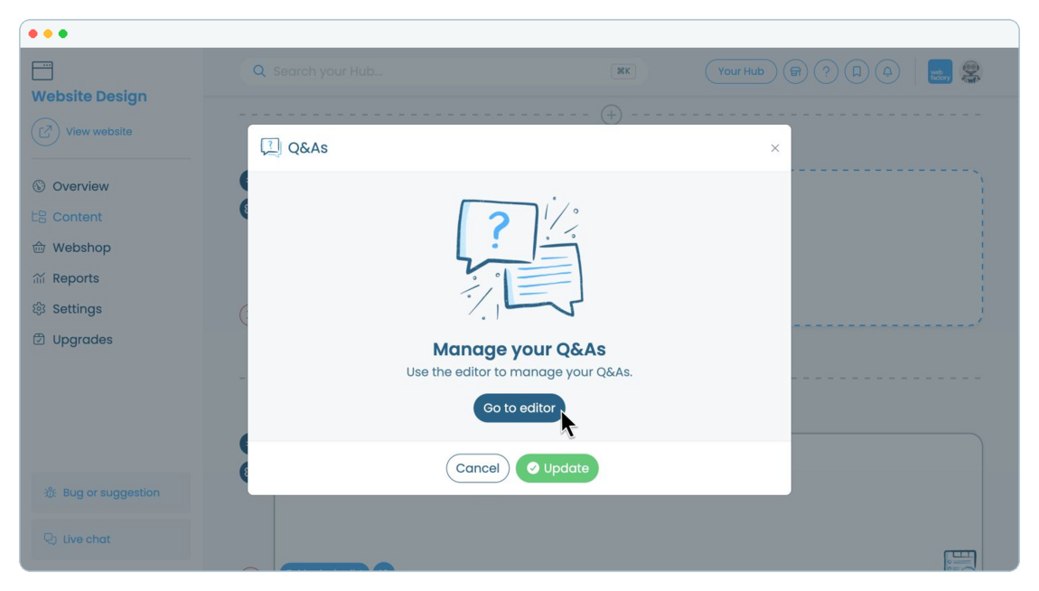 How to add Q&amp;amp;As to a website page | Webfactory Support | Webfactory