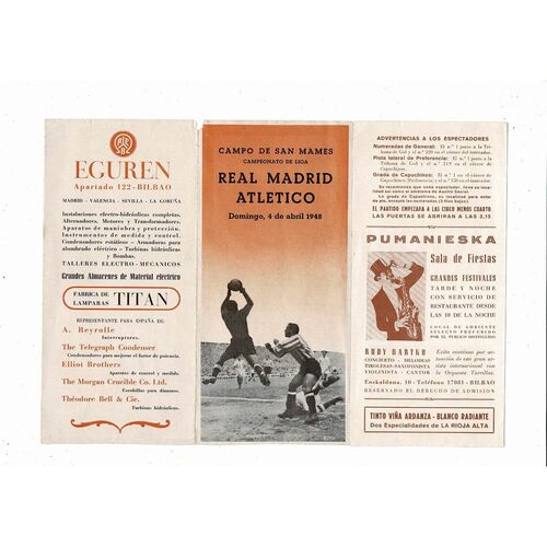 1947/48 Atletico v Real Madrid La Liga Football Programme