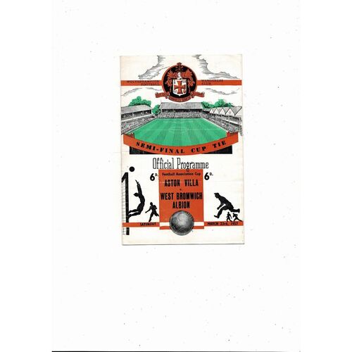 1957 Aston Villa v West Bromwich Albion FA Cup Semi Final Football Programme @ Wolves