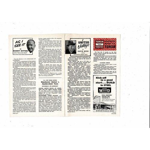 1962/63 Manchester United v Arsenal Football Programme
