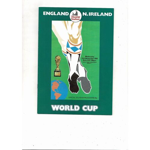 1985 England v Northern Ireland Football Programme