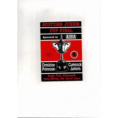 1989 Ormiston Primrose v Cumnock Juniors Scottish Junior Cup Final Football Programme