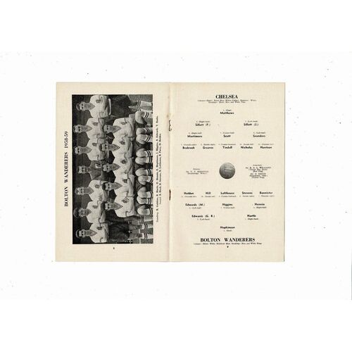1958/59 Chelsea v Bolton Wanderers Football Programme