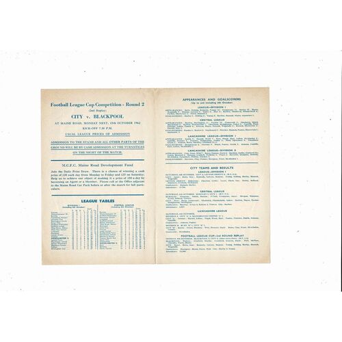 Manchester City v Huddersfield Town Central League Football Programme 1962/63