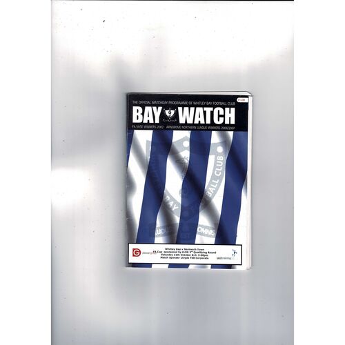 Whitley Bay v Nantwich Town FA Cup Football Programme 2008/09