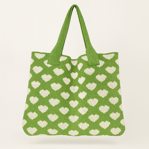 Heart Knit Tote Bag